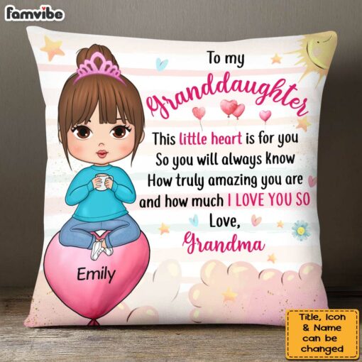 Personalized Gift For Granddaughter Heart For You Pillow