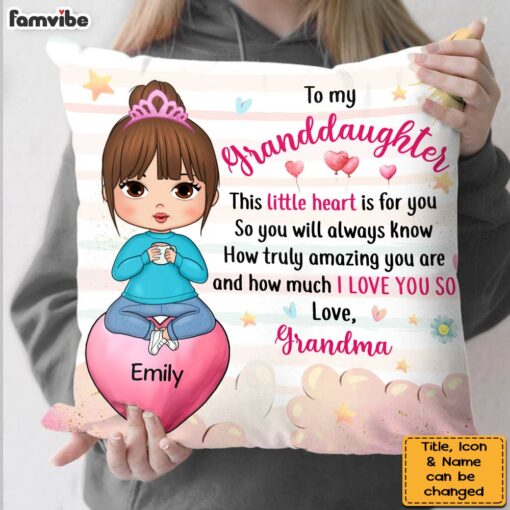 Personalized Gift For Granddaughter Heart For You Pillow