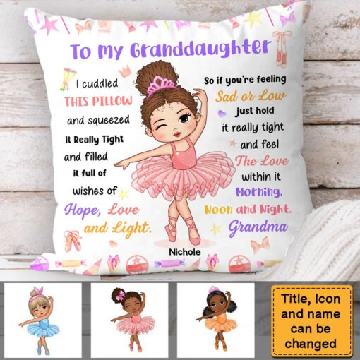 Personalized Gift For Granddaughter Hug This Ballerina Pillow