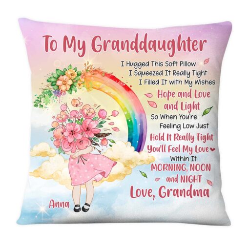 Personalized Gift For Granddaughter Hug This Flower Pillow