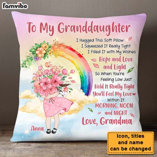 Personalized Gift For Granddaughter Hug This Flower Pillow