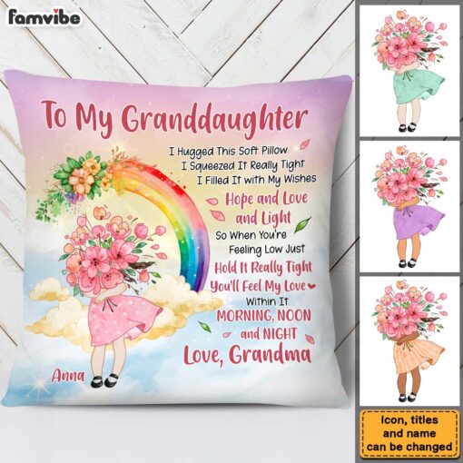 Personalized Gift For Granddaughter Hug This Flower Pillow