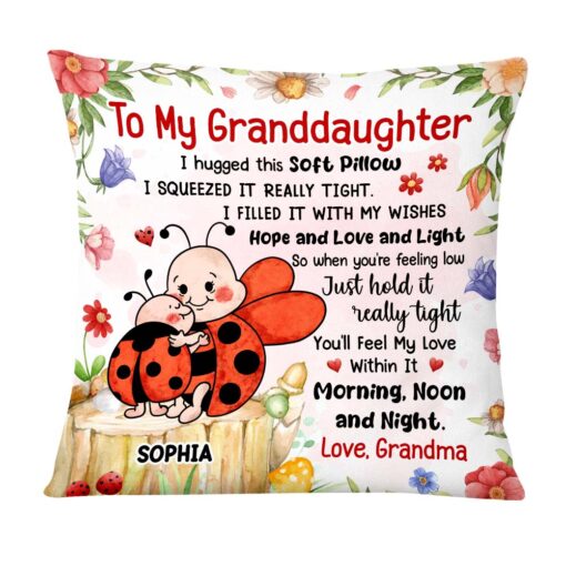 Personalized Gift For Granddaughter Hug This Lady Bug Pillow