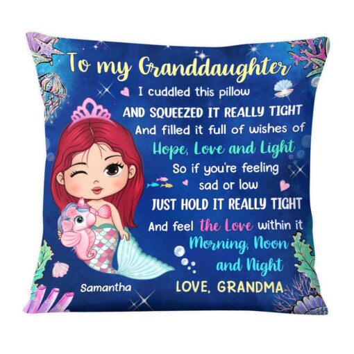 Personalized Gift For Granddaughter Hug This Mermaid Pillow