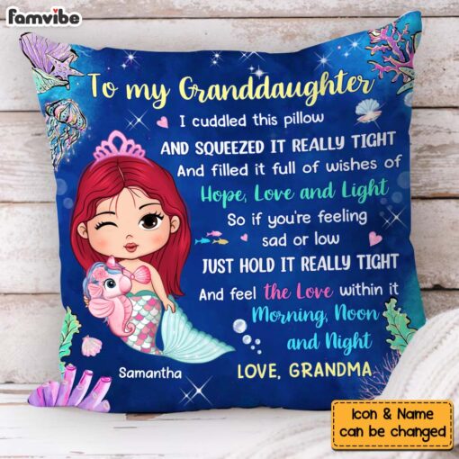 Personalized Gift For Granddaughter Hug This Mermaid Pillow