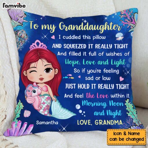 Personalized Gift For Granddaughter Hug This Mermaid Pillow