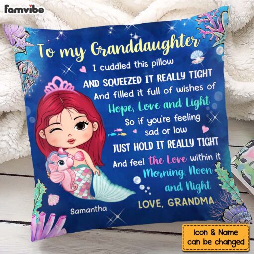 Personalized Gift For Granddaughter Hug This Mermaid Pillow