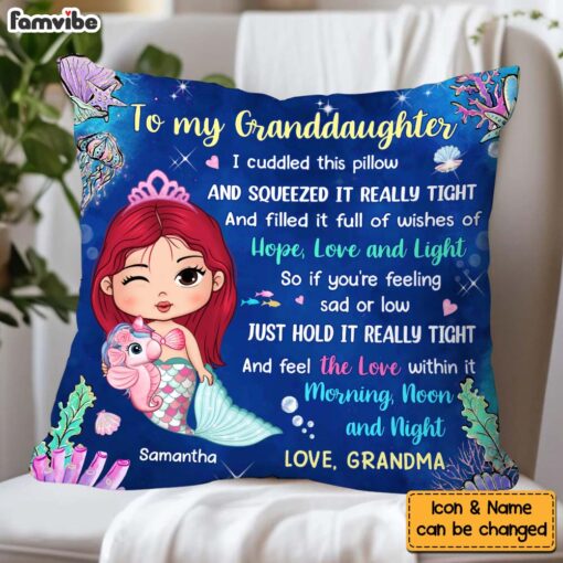 Personalized Gift For Granddaughter Hug This Mermaid Pillow