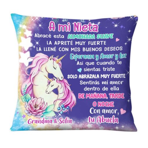 Personalized Gift For Granddaughter Hug This Pillow Unicorn Nightlight Spanish Pillow