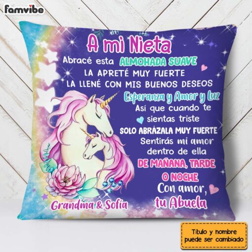 Personalized Gift For Granddaughter Hug This Pillow Unicorn Nightlight Spanish Pillow