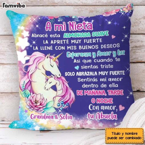 Personalized Gift For Granddaughter Hug This Pillow Unicorn Nightlight Spanish Pillow