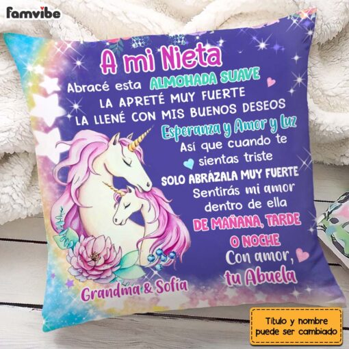 Personalized Gift For Granddaughter Hug This Pillow Unicorn Nightlight Spanish Pillow