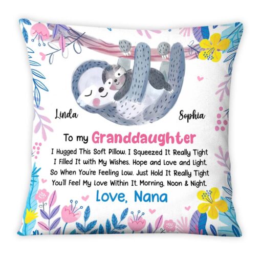 Personalized Gift For Granddaughter Hug This Sloth Pillow