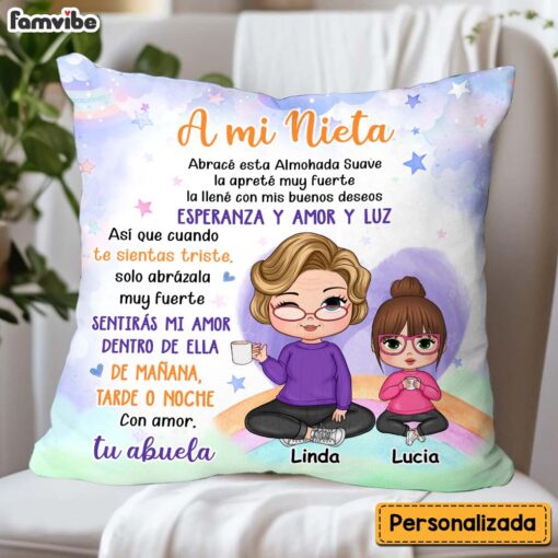 Personalized Gift For Granddaughter Hug This Spanish Pillow