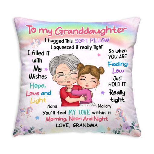 Personalized Gift For Granddaughter Hugging Grandma Pillow