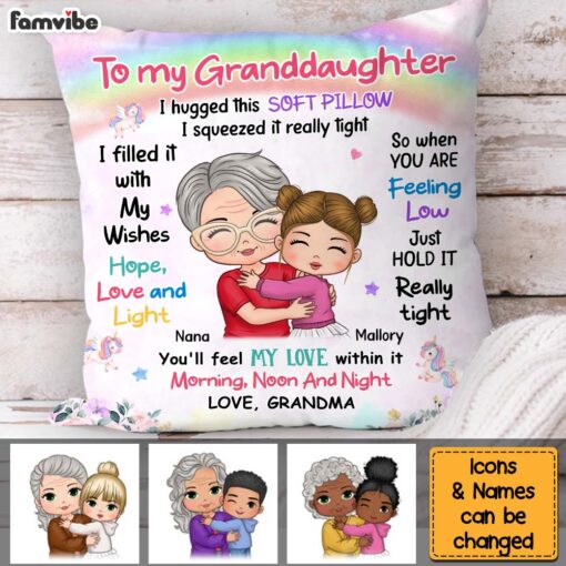 Personalized Gift For Granddaughter Hugging Grandma Pillow