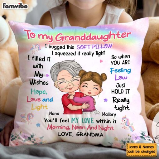 Personalized Gift For Granddaughter Hugging Grandma Pillow