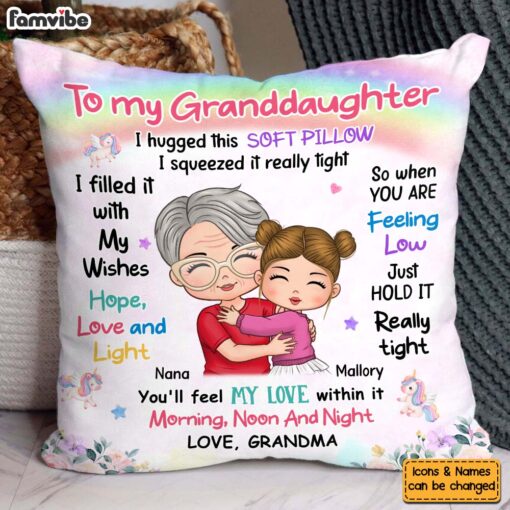 Personalized Gift For Granddaughter Hugging Grandma Pillow