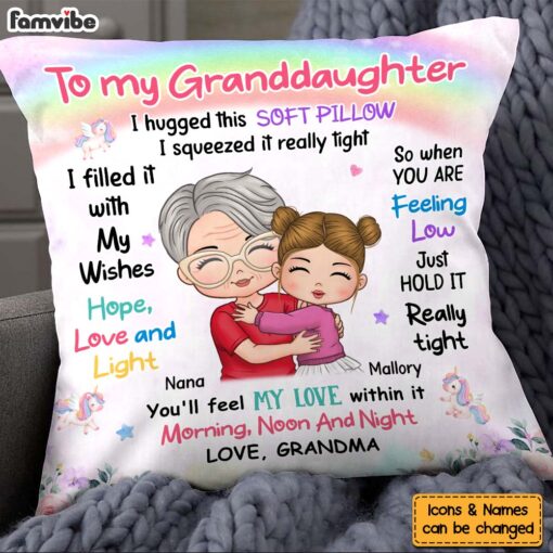 Personalized Gift For Granddaughter Hugging Grandma Pillow