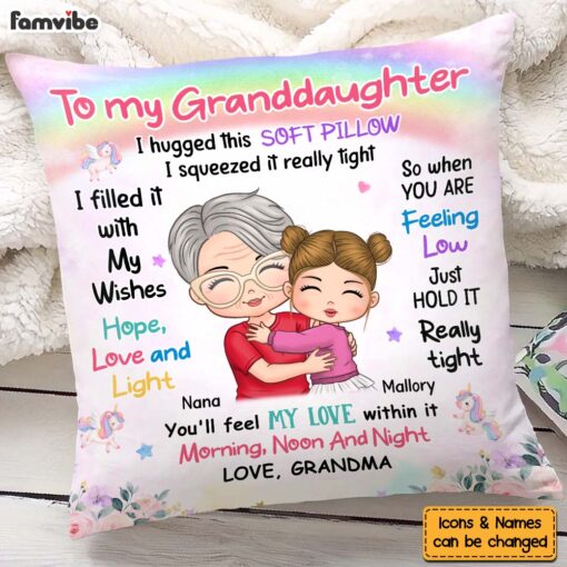 Personalized Gift For Granddaughter Hugging Grandma Pillow