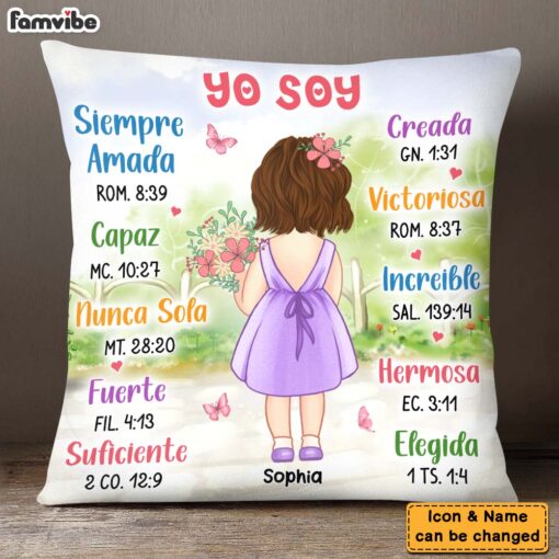 Personalized Gift For Granddaughter I Am Bible Verses Spanish Pillow