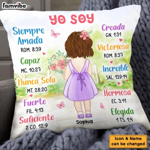 Personalized Gift For Granddaughter I Am Bible Verses Spanish Pillow