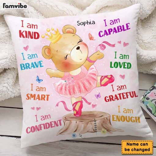 Personalized Gift For Granddaughter I Am Cute Ballerina Bear Pillow