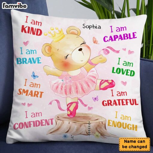 Personalized Gift For Granddaughter I Am Cute Ballerina Bear Pillow