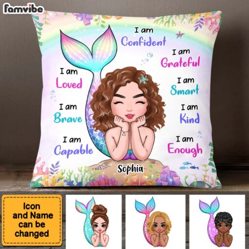 Personalized Gift For Granddaughter I Am Kind Mermaid Pillow