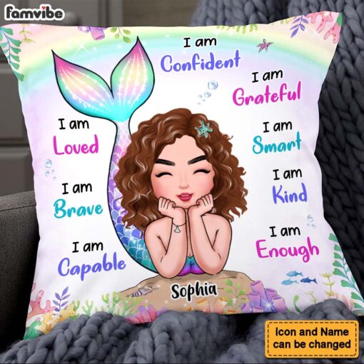 Personalized Gift For Granddaughter I Am Kind Mermaid Pillow