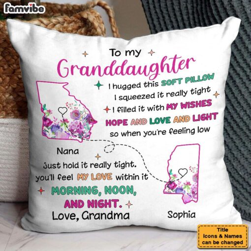 Personalized Gift For Granddaughter I Hugged This Soft Pillow