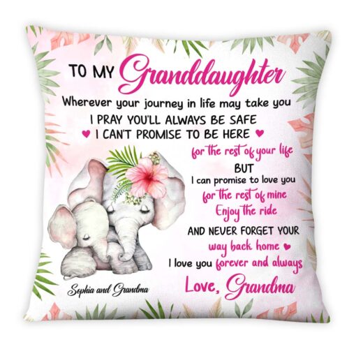 Personalized Gift For Granddaughter I Love You Forever and Always Elephant Pillow