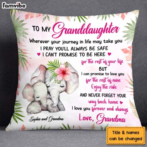 Personalized Gift For Granddaughter I Love You Forever and Always Elephant Pillow