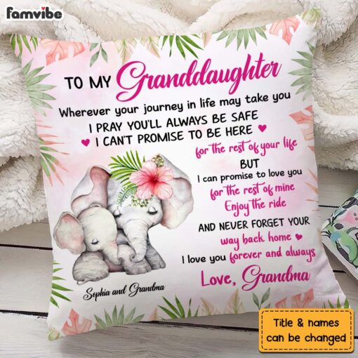 Personalized Gift For Granddaughter I Love You Forever and Always Elephant Pillow