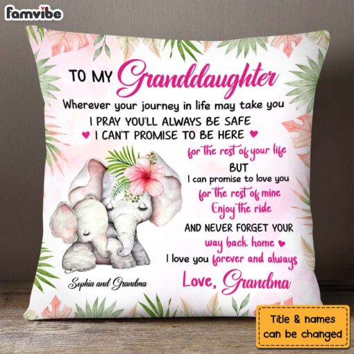 Personalized Gift For Granddaughter I Love You Forever and Always Elephant Pillow