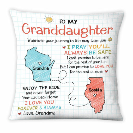 Personalized Gift For Granddaughter I Pray You’ll Always Be Safe Long Distance Pillow