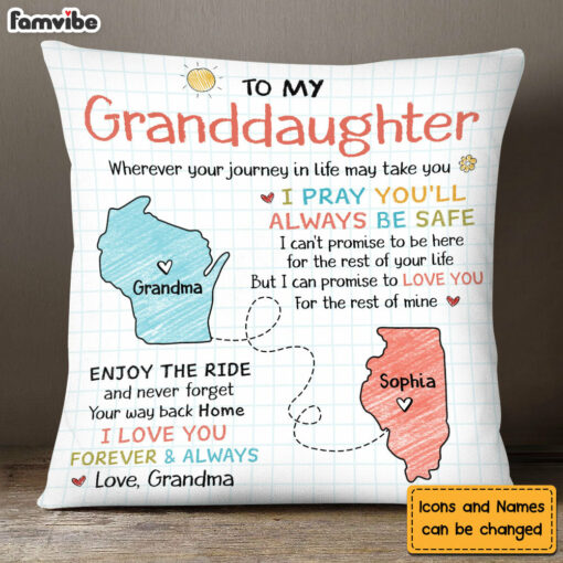 Personalized Gift For Granddaughter I Pray You’ll Always Be Safe Long Distance Pillow