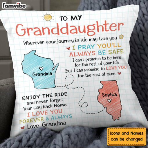 Personalized Gift For Granddaughter I Pray You’ll Always Be Safe Long Distance Pillow