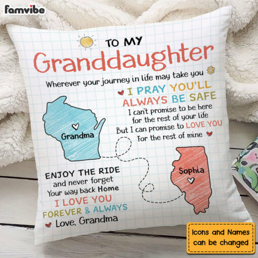 Personalized Gift For Granddaughter I Pray You’ll Always Be Safe Long Distance Pillow