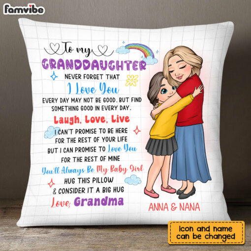 Personalized Gift For Granddaughter Live Love Laugh Pillow