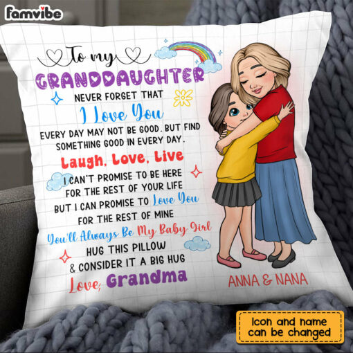 Personalized Gift For Granddaughter Live Love Laugh Pillow