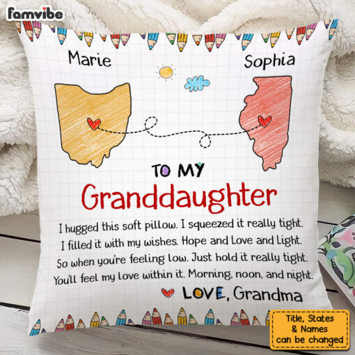 Personalized Gift For Granddaughter Long Distance Hug This Pillow