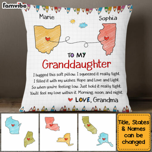 Personalized Gift For Granddaughter Long Distance Hug This Pillow