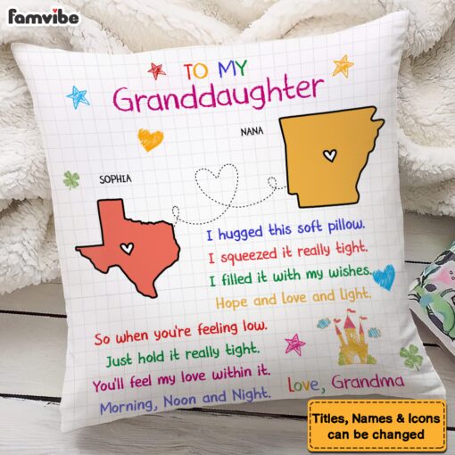 Personalized Gift For Granddaughter Long Distance I Hugged This Pillow