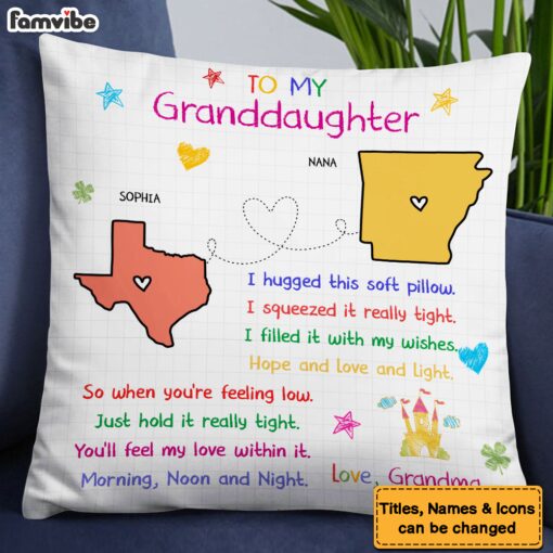 Personalized Gift For Granddaughter Long Distance I Hugged This Pillow