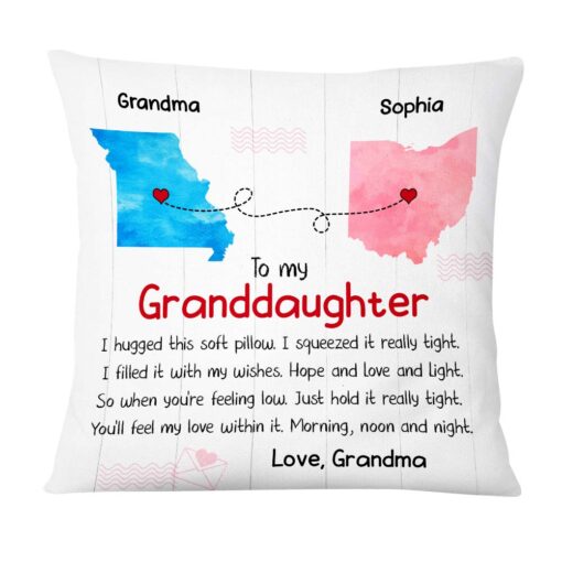 Personalized Gift For Granddaughter Long Distance Watercolor Pillow