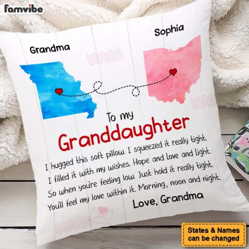 Personalized Gift For Granddaughter Long Distance Watercolor Pillow