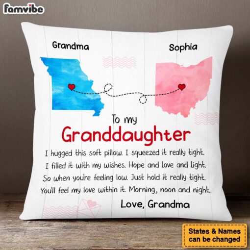 Personalized Gift For Granddaughter Long Distance Watercolor Pillow