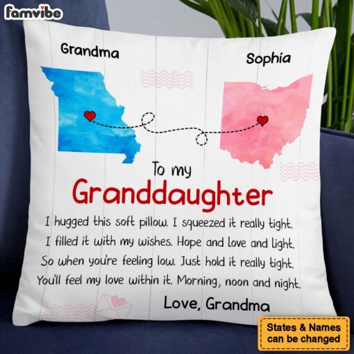 Personalized Gift For Granddaughter Long Distance Watercolor Pillow