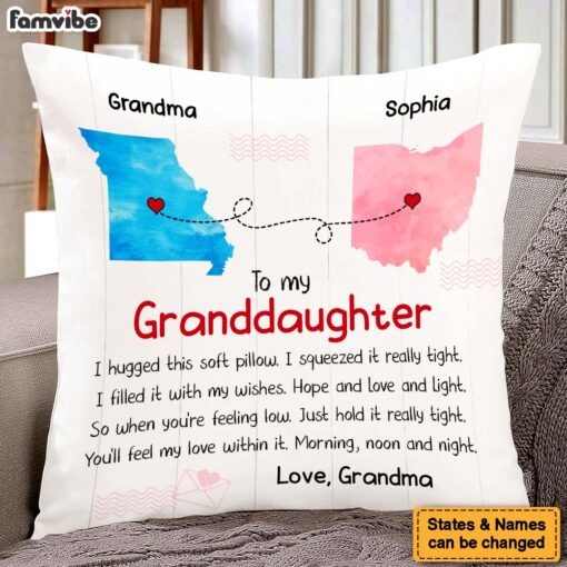 Personalized Gift For Granddaughter Long Distance Watercolor Pillow